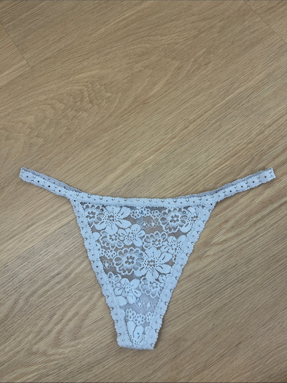 Victoria’s Secret Crystal Embellished Lace Thong Panty